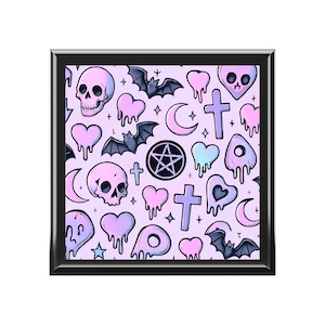 Gothic Jewelry Box, Skull Decor, Witchy Accessories Organizer, Halloween Gift, Pastel Gothic Aesthetic