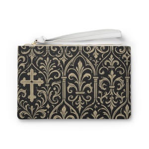 Elegante Schwarz und Gold Clutch Bag, Gothic Style Handtasche, Abendtasche, Hochzeit Accessoire, Fashion Statement
