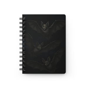 Gothic Bat Spiral Bound Journal, Halloween Journal, Notebook for Writers, Spooky Gift, Dark Aesthetic Stationery