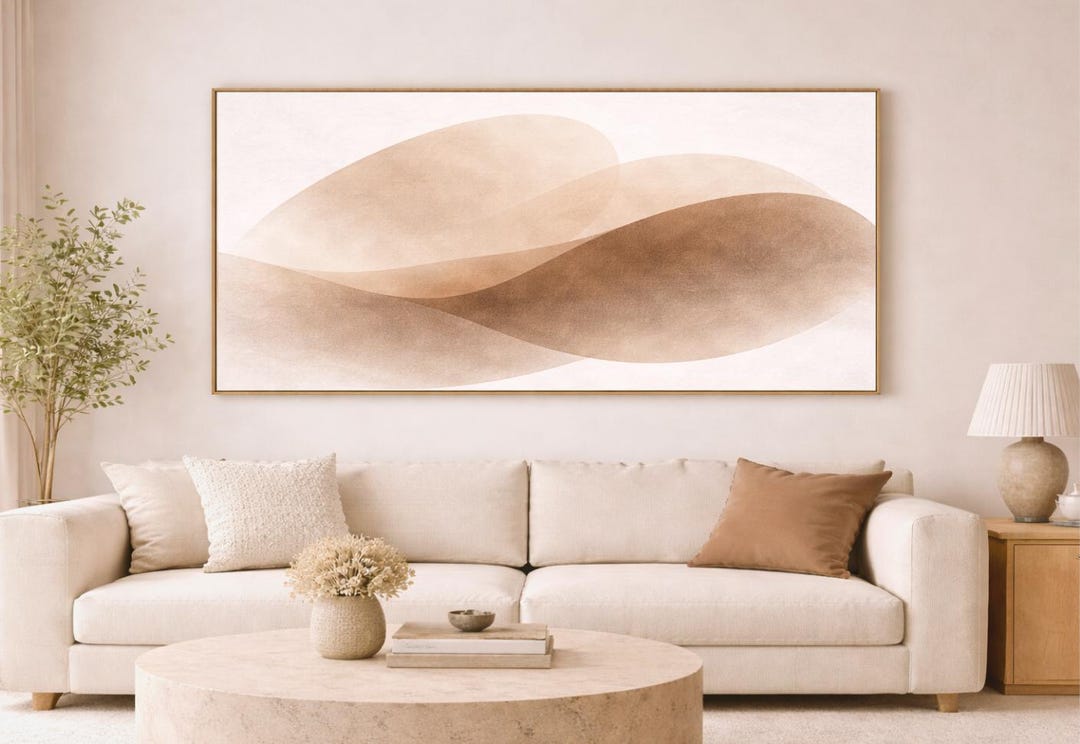 Large Neutral Abstract Wall Art Printable, Beige Abstract Landscape ...