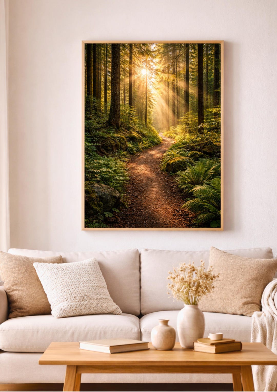 Sunlit Forest Path Wall Art Printable | Forest Nature Landscape Poster ...