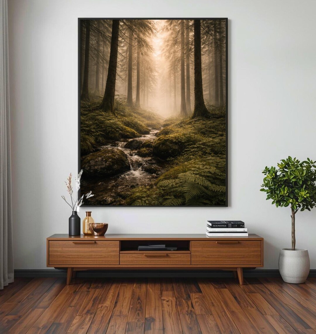 Calm Forest Wall Art Printable, Serene Woodland Path, Nature ...