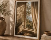 Mediterranean Olive Branch Print, Sunlit Neutral Interior Artwork, Quiet Luxury Wall Decor, Rustic European Printable Art