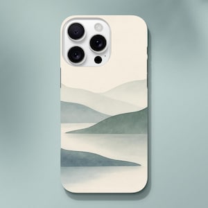 Scandinavian Phone Case – “Der lyset hviler” Fjord-Inspired Design | Minimalist Nature Art | Dual-Layer Protection | Nordic Aesthetic Gift