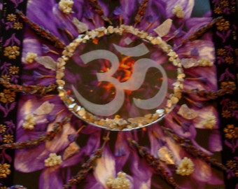 Purple Nature Mandala - Mixed Media Collage - OOAK  framed original artwork