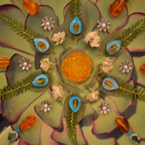 Green &quot;Lotus&quot; Nature Mandala - Mixed Media Collage with Original Photography - OOAK  framed original artwork