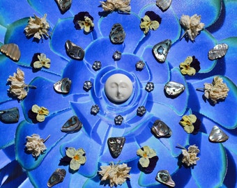 Full Moon Nature Mandala - Mixed Media Collage with Original Photography - OOAK framed original artwork