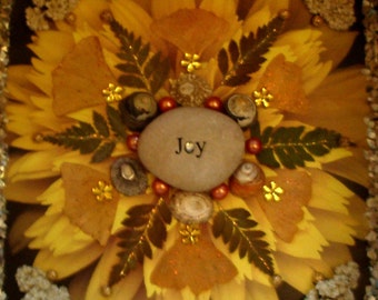 Joy Mandala- Mixed Media Nature Collage- OOAK  framed original artwork