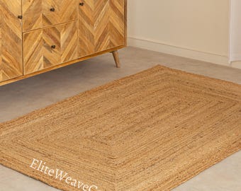 Handbraided Natural Jute Rug – Bohemian Style, Custom Size