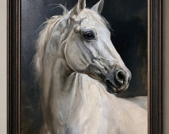 Custom Handmade Horse Portrait on Canvas Oil Painting From Photo Personalized Pet Loss Memorial Gift Equine Equestrian Lover Art Commissions