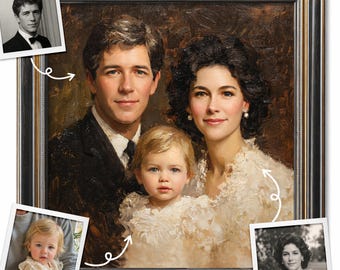 Custom Family Oil Painting from Photo Restoration Personalized Handmade Parents Portrait Canvas Memorial Art Commission him Anniversary Gift