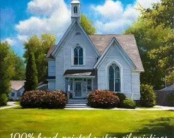 Custom Oil House Portrait From Photo Landscape Painting on Canvas First Home Gift Housewarming Gift for Loved Ones Personalized Wall Art