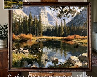 Custom Landscape Oil Painting from Photo handmade Nature Portrait on Canvas Personalized Scenery Artwork Gifts for her family Anniversary