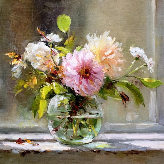 Custom Flower Oil Painting Canvas Handpainteds Bouquet Stillife Textured Impasto Floral Art Personalized wedding Gifts Mother Day Wall Decor