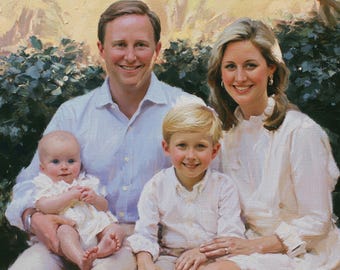 Custommized Handmade family portrait from photo realistic oil painting Canvas Personalized Anniversary Gift for Dad Commission home Wall Art