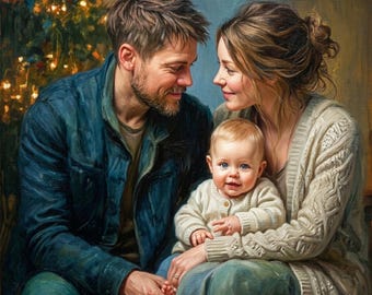 Custom Family oil painting from photo Handmade realistic portrait canvas Personalized Turn photo into art Commission husband Gifts Birthday