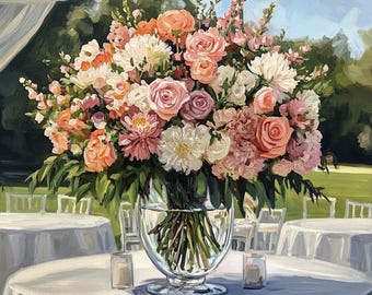 Custom Handmade Bouquet Oil Painting Floral Stil life Portrait from Photo Personalized Canvas Art Commission Flower Wedding Anniversary Gift