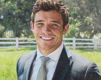 Custom oil portrait from photo Family Commission art Hand-painted Husband painting on canvas personalized Wedding anniversary Gift Christmas