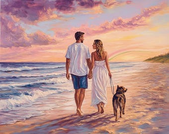 Custom Wedding Oil Painting from Photo Handmade couple Portrait on Canvas Dog Lover Personalized Dog Loss Memorial Gift Anniversary Wall Art