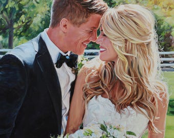 Custom oil painting from photo Hand Painted Couple Portrait on Canvas Personalized couples Memorial Wedding Anniversary Art birthday Gifts