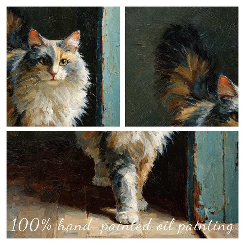 Custom Pet Oil Painting Hand-painted Canvas Portrait Art From Photo Commission Loss Memorial Personalized cat Lover Gifts Birthday Present immagine 6