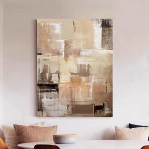 Neutral Wall Art Painting - Modern Minimalist Abstract Canvas for Living Room | Beige Tones | Large Handmade Home Decor