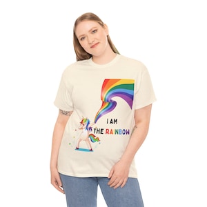 I am the Rainbow Unisex T-Shirt, Rainbow Unicorn Tee, Fun Graphic T-Shirt, Unisex Colorful Shirt, Cute Gift, LGBTQ Pride Apparel