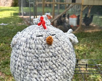 Grote gehaakte kipknuffel met gewicht (op bestelling gemaakt!!)