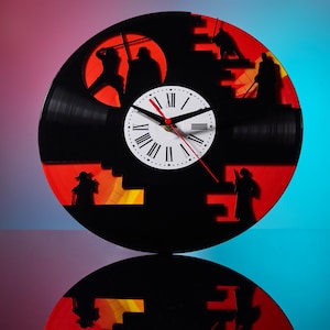 The Star War Vinyl Record Clock - Gift for Star Wars Fan, Starwars Gift for Man Cave, Star Wars Art, Kids Room Wall Decor, Movie Lover Gift