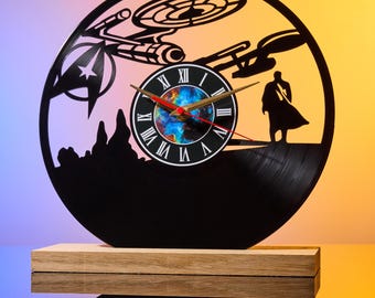 Star Trek vinylklocka - Sci-fi-väggkonst, modern heminredning, födelsedagspresent, Sci-fi-present till pojkvän, man cave, modern nörddekor