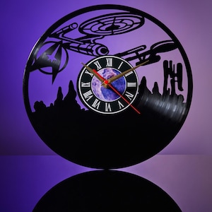 Star Trek Vinyl Record Clock - Star Trek Wall Art, Gift for Him, Modern Home Decor, Birthday Gift Idea for Boyfriend, Science Fiction Movie