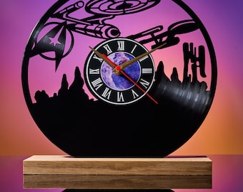 Star Trek vinylklocka - Star Trek väggkonst, modern heminredning, födelsedagspresentidé för pojkvän, sci-fi-filmpresent till honom, man cave