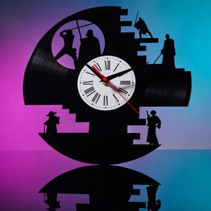 Star Wars Vinyl Record Clock - Gift for Star Wars Fan, Starwars Gift for Man Cave, Star Wars Art, Kids Room Wall Decor, Garage Wall Sign