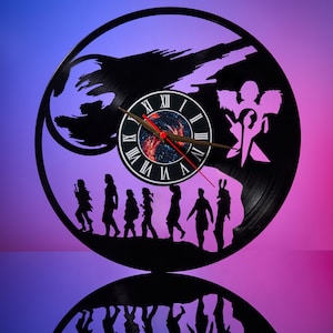 Final Fantasy VII Vinyl Record Clock - Game Room Wall Decor, Modern Home Decor, Christmas Gift for Son, Japanese Video Game Gift for him