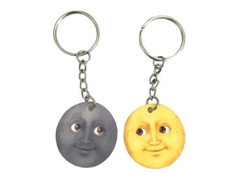 Moon Emoji Keychain Set