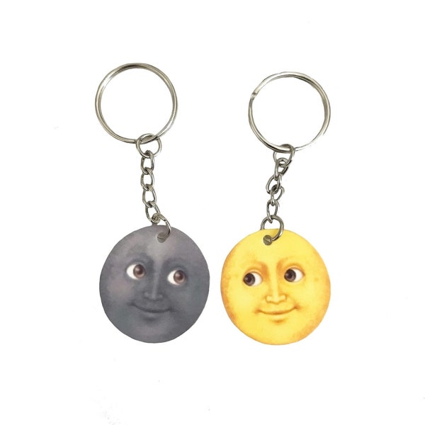 Moon Emoji Keychain Set