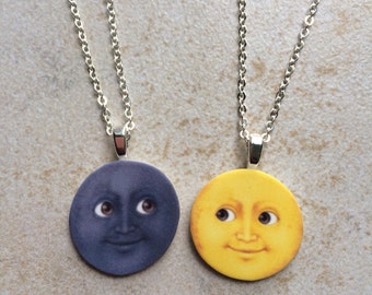 Moon Emoji Friendship Necklaces or Pendant Set