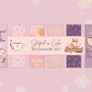 Tea & Book-Themed Bookmark Set | Cozy Pastel Reading Gift for Book Lovers