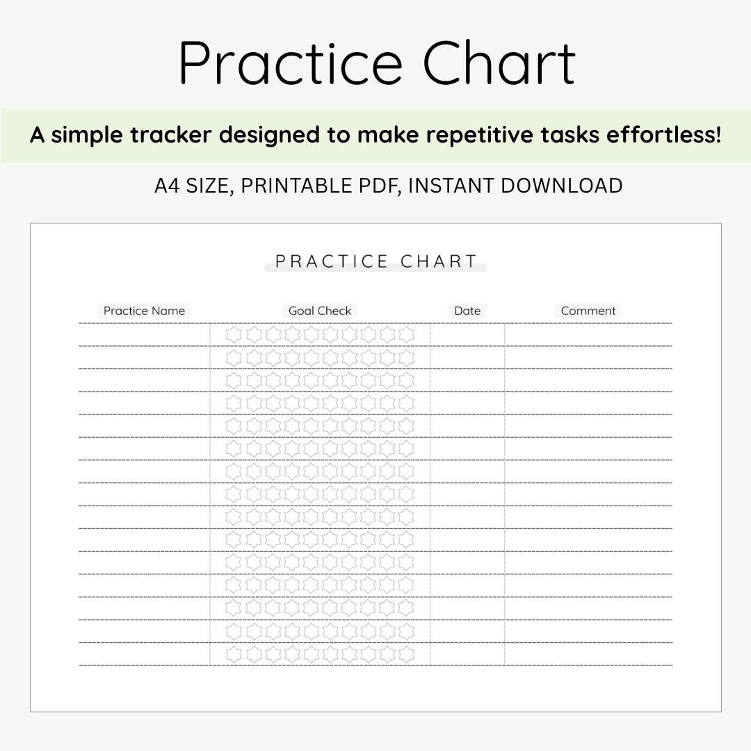 Practice Chart, Lesson Card, Music Practice Chart, Goal Tracker ...