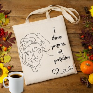 Positive Affirmation Tote Bag - Inspirational Reusable Carryall, Motivational Market Bag, Encouraging Shopping Tote, Uplifting Grocery Tote,