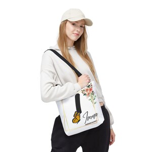 Floral Personalized Tote Bag, Alphabet Letter Name Customizable, Gift for Her, Reusable Shopping Bag, Floral Print Tote, Monogrammed Bag