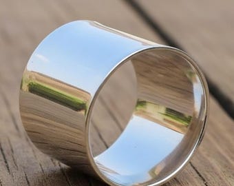 Wide Band Sterling Silver Ring: Minimalist Thumb Ring, Handmade Jewelry