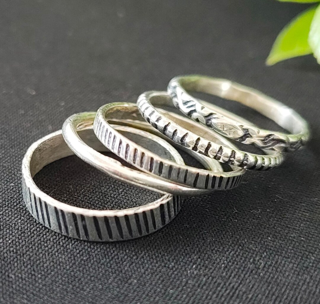 Thumb Stack Rings Vintage Silver Stacking Rings Set: Boho Minimalist Thumb Rings - Etsy