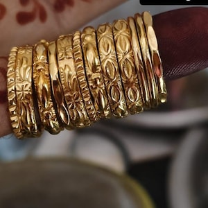 12-Piece Yellow Gold Floral Ring Set, Stackable Vintage Bands (Gift)