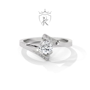 Sterling Silver Solitaire Ring: Moissanite or Lab-Grown Diamond, Twist Design