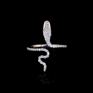 Kriyan Jewels 10k/14k/18k Gold Snake Stackable Ring With 0.33Cts Natural/Lab-Grown Diamonds