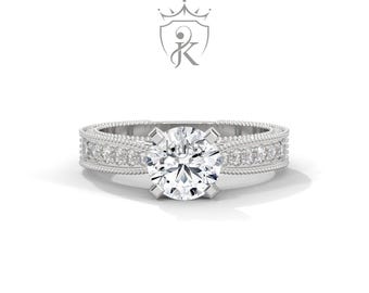Moissanite Solitaire Ring: 925 Sterling Silver, Minimalist Engagement