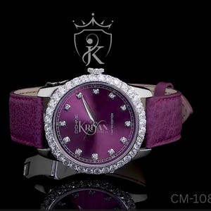 Kriyan Jewels D&#39;chime Unisex Moissanite Diamond Dial Luxury Watch| Violet Dial & Violet Strap