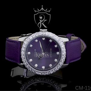 Kriyan Jewels D&#39;chime Unisex Moissanite Diamond Dial Luxury Watch| Purple Dial & Purple Strap
