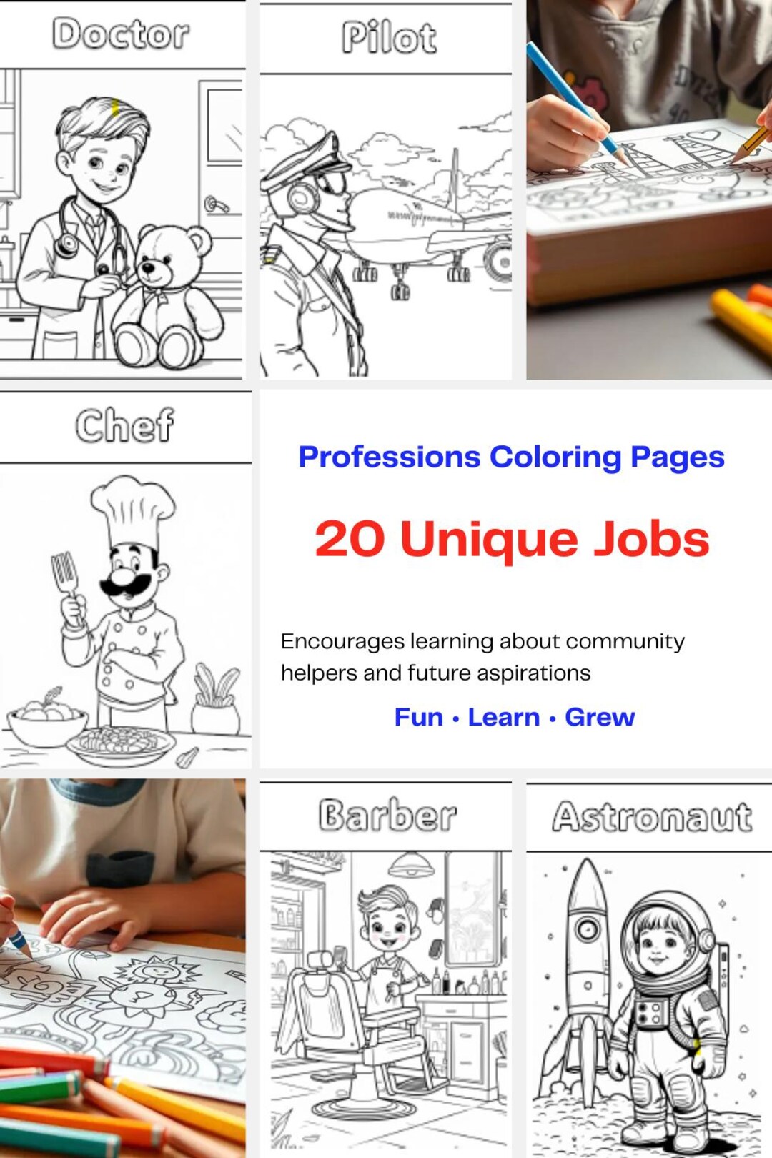 Professions Coloring Pages - Etsy